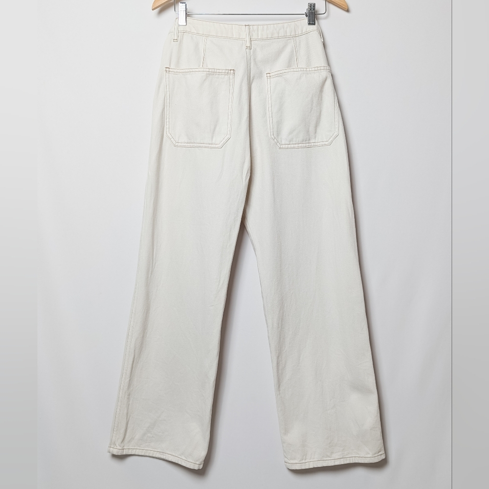 REFORMATION Lexi High Rise Wide Leg Jeans Exposed Button Fly Ivory White 29 - Picture 8 of 12